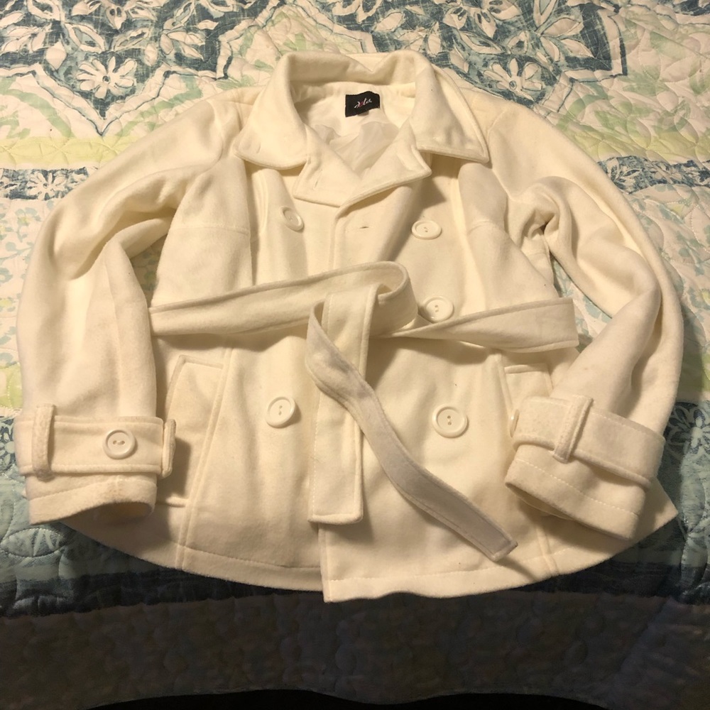 Dots white/cream woman’s pea coat